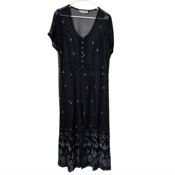 VICTORIA HOLLEY x VINTAGE sheer whimsigoth button up overlay top in black floral - Picture 1 of 7